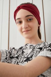 Bordo Çocuk Genç Bandana Saç Bandı ekstra yumuşak Esnek doğal %100 pamuklu Penye - 4
