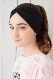 Siyah Çocuk Genç Bandana Saç Bandı ekstra yumuşak Esnek doğal %100 pamuklu Penye - 1