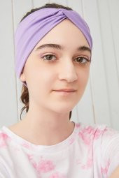 Lila Çocuk Genç Bandana Saç Bandı ekstra yumuşak Esnek doğal %100 pamuklu Penye - 1