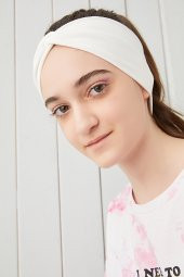 Beyaz Çocuk Genç Bandana Saç Bandı ekstra yumuşak Esnek doğal %100 pamuklu Penye - 3