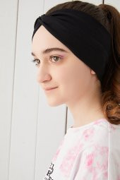 Siyah Çocuk Genç Bandana Saç Bandı ekstra yumuşak Esnek doğal %100 pamuklu Penye - 3