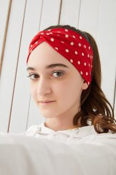 Kırmızı Puantiye Çocuk Genç Bandana Saç Bandı ekstra yumuşak Esnek doğal %100 pamuklu Penye - 5