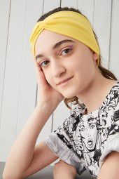 Yaşayan Sarı Çocuk Genç Bandana Saç Bandı ekstra yumuşak Esnek doğal %100 pamuklu Penye - 1