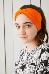 Stil Turuncu Çocuk Genç Bandana Saç Bandı ekstra yumuşak Esnek doğal %100 pamuklu Penye - 1