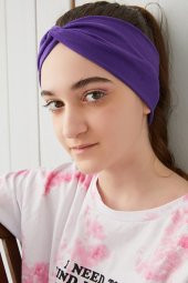 Mor Çocuk Genç Bandana Saç Bandı ekstra yumuşak Esnek doğal %100 pamuklu Penye - 1