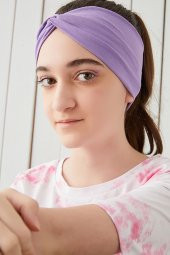 Lila Çocuk Genç Bandana Saç Bandı ekstra yumuşak Esnek doğal %100 pamuklu Penye - 3