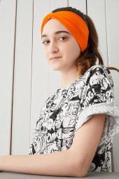 Stil Turuncu Çocuk Genç Bandana Saç Bandı ekstra yumuşak Esnek doğal %100 pamuklu Penye - 3