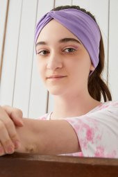 Lila Çocuk Genç Bandana Saç Bandı ekstra yumuşak Esnek doğal %100 pamuklu Penye - 4