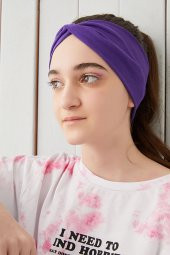 Mor Çocuk Genç Bandana Saç Bandı ekstra yumuşak Esnek doğal %100 pamuklu Penye - 2