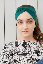 Hürrem yeşili Çocuk Genç Bandana Saç Bandı ekstra yumuşak Esnek doğal %100 pamuklu Penye - 2