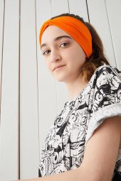 Stil Turuncu Çocuk Genç Bandana Saç Bandı ekstra yumuşak Esnek doğal %100 pamuklu Penye - 4
