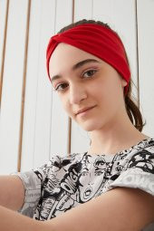 Kırmızı Çocuk Genç Bandana Saç Bandı ekstra yumuşak Esnek doğal %100 pamuklu Penye - 4