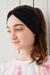 Siyah Çocuk Genç Bandana Saç Bandı ekstra yumuşak Esnek doğal %100 pamuklu Penye - 5