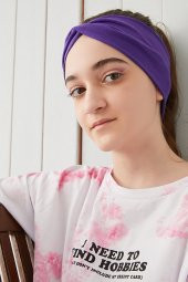 Mor Çocuk Genç Bandana Saç Bandı ekstra yumuşak Esnek doğal %100 pamuklu Penye - 5