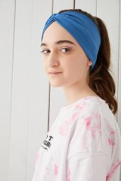 Derin Mavi Çocuk Genç Bandana Saç Bandı ekstra yumuşak Esnek doğal %100 pamuklu Penye - 4