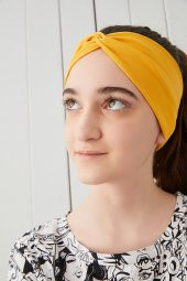 Hardal Sarısı Çocuk Genç Bandana Saç Bandı ekstra yumuşak Esnek doğal %100 pamuklu Penye - 1