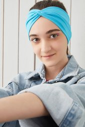 Okyanus Mavi Çocuk Genç Bandana Saç Bandı ekstra yumuşak Esnek doğal %100 pamuklu Penye - 2
