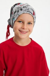 Açık Gri Bebek Çocuk Genç Renkli figürlü 4 mevsim Şapka Bere %100 pamuklu penye - 1