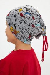 Açık Gri Bebek Çocuk Genç Renkli figürlü 4 mevsim Şapka Bere %100 pamuklu penye - 4