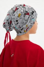 Açık Gri Bebek Çocuk Genç Renkli figürlü 4 mevsim Şapka Bere %100 pamuklu penye - 5