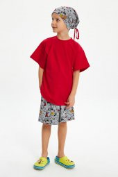 Açık Gri Bebek Çocuk Genç Renkli figürlü 4 mevsim Şapka Bere %100 pamuklu penye - 6