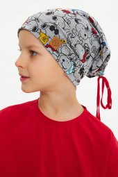 Açık Gri Bebek Çocuk Genç Renkli figürlü 4 mevsim Şapka Bere %100 pamuklu penye - 8