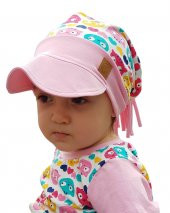 Babygiz %100 Pamuklu,El yapımı,Ekstra Yumuşak Kız Bebek Çocuk Vizyerli  kedi desenli  Şapka Bere - 3