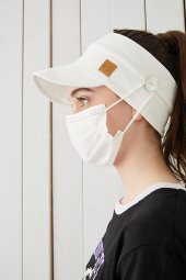 Beyaz Çocuk Genç Maske Takılabilir Tenis Yazlık vizyerli spor şapka yumuşak pamuklu Penye - 3
