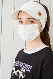 Beyaz Çocuk Genç Maske Takılabilir Tenis Yazlık vizyerli spor şapka yumuşak pamuklu Penye - 5