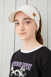 Beyaz Çocuk Genç Maske Takılabilir Tenis Yazlık vizyerli spor şapka yumuşak pamuklu Penye - 6