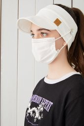 Beyaz Çocuk Genç Maske Takılabilir Tenis Yazlık vizyerli spor şapka yumuşak pamuklu Penye - 7