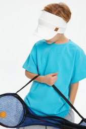 Beyaz Erkek UV Korumalı Katlanabilir Üstü Açık Yumuşak Siperli %100 Pamuklu Penye Tenis Vizör Şapka - 2