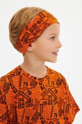 Turuncu Erkek Pamuklu Penye, Kaymaz, Terletmez, Ultra Hafif,  Esnek Desenli Saç Bandı Bandana - 2