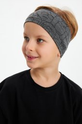 Füme Erkek Pamuklu Penye, Kaymaz, Terletmez, Ultra Hafif,  Esnek Panda Desenli Saç Bandı Bandana - 5