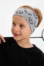 Gri Erkek Pamuklu Penye, Kaymaz, Terletmez, Ultra Hafif,  Esnek Panda Desenli Saç Bandı Bandana - 8