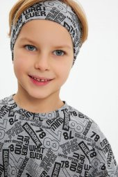 Gri Erkek Pamuklu Penye, Kaymaz, Terletmez, Ultra Hafif,  Esnek Desenli Saç Bandı Bandana - 4