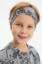 Gri Erkek Pamuklu Penye, Kaymaz, Terletmez, Ultra Hafif,  Esnek Desenli Saç Bandı Bandana - 5