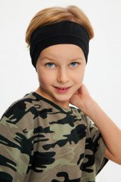 Siyah Erkek Pamuklu Penye, Kaymaz, Terletmez, Ultra Hafif,  Esnek Saç Bandı Bandana - 5
