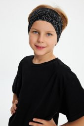 Siyah Erkek Pamuklu Penye, Kaymaz, Terletmez, Ultra Hafif,  Esnek Desenli Saç Bandı Bandana - 5