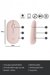 M350 Pebble Sessiz Kablosuz Kompakt Mouse  Pembe - 4