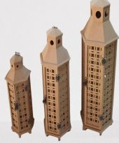 Hobi Adn 90235 Dekoratif Fenerlik 3lü Set MDF HAM CNC Kesim Oyma Nakış El Yapımı - 2