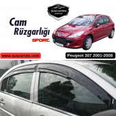Peugeot 307 2001-2008 Uyumlu Mugen Cam Rüzgarlığı Seti Piano Black 4lü İthal - 1