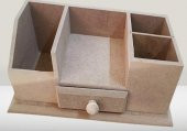 Hobi Adn 90238 Dekoratif Kalemlik Tek Çekm Ahşap MDF HAM CNC Kesim MODEL El Yapım - 1