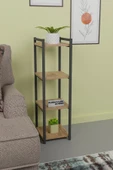 Metal Ahşap Dekoratif Çok Amaçlı Raf 4 Katlı Banyo Mutfak Rafı Çiçeklik Organizer Atlantik Çam - 3