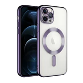 iPhone 13 Pro Kılıf Magsafe Özellikli Metal Lazer Silikon Kapak - 6