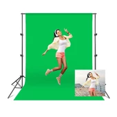 Cazipshop Ürün Çekimi Fotoğraf Ve Stüdyo Çekimleri Için Yeşil Fon Perde + Stant 2x3 Metre Stand+fon Perde Set thumbnail 1