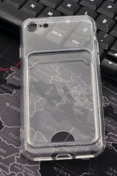 iPhone 7 / 8 Uyumlu Kredi Kartlıklı Şeffaf Kılıf Kamera Korumalı thumbnail 1