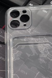 iPhone 11 Pro Uyumlu Kredi Kartlıklı Şeffaf Kılıf Kamera Korumalı thumbnail 3