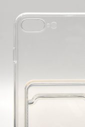 iPhone 7 Plus / 8 Plus Uyumlu Kredi Kartlıklı Şeffaf Kılıf Kamera Korumalı - 5