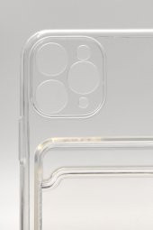 iPhone 11 Pro Uyumlu Kredi Kartlıklı Şeffaf Kılıf Kamera Korumalı thumbnail 5